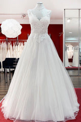 Wedding Dressed Princess, Elegant Long A-line Princess Tulle Sweetheart Ruffles Wedding Dress