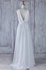 Wedding Dress Lace Sleeve, Elegant Long A-line Ruffle Lace Chiffon Wedding Dress