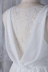 Wedding Dresses Lace Sleeve, Elegant Long A-line Ruffle Lace Chiffon Wedding Dress