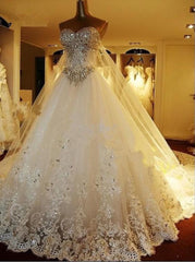 Wedding Dresses Elegant Classy, Elegant Long A Line Sweetheart Appliques Crystal Beading Wedding Dress