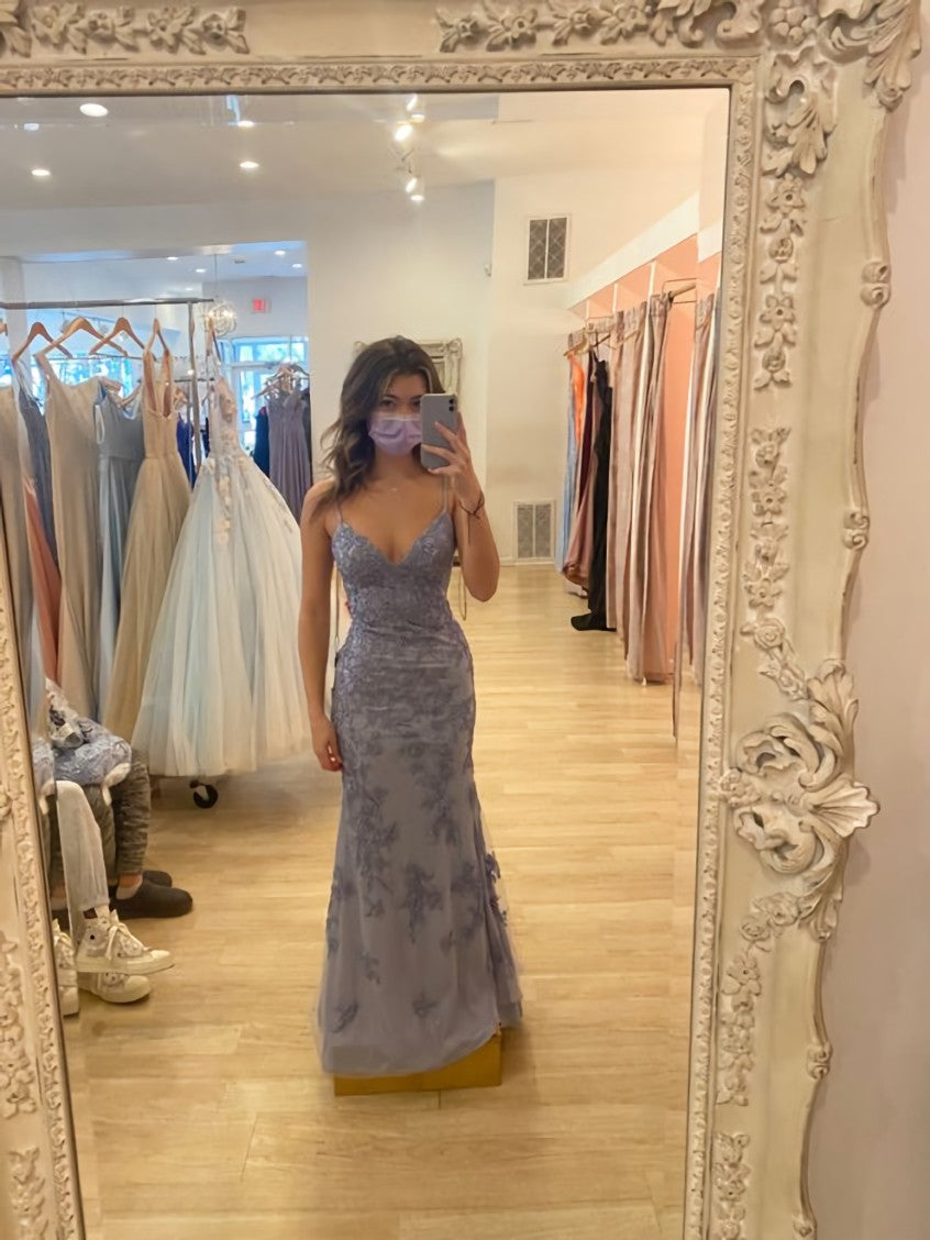 Vacation Dress, Elegant Mermaid Spaghetti Straps Lace Prom Dress,Charming Evening Dress