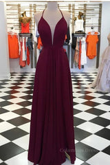 Short White Dress, Elegant V Neck Open Back Burgundy Prom Dresses, Open Back Burgundy Formal Dresses, Long Burgundy Evening Dresses