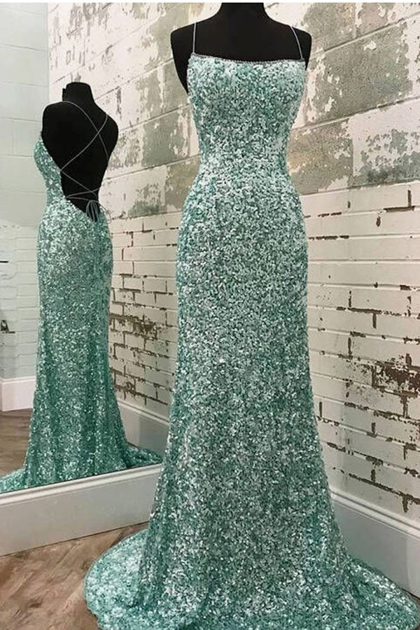Party Dresses Purple, Sparkly Mint Sequin Mermaid Long Party Prom Dress for Women, Shiny Evening Dress