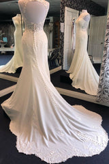 Wedding Dresses Boutique, Exquisite Jewel Sleeveless Wedding Dress Sheath Tulle Lace Open Back Bridal Gown