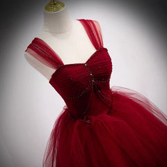 Party Dress Outfits, Fairytale Tulle Burgundy Sweet 16th Dress Ball Gown for Prom,Princess Formal Dresses