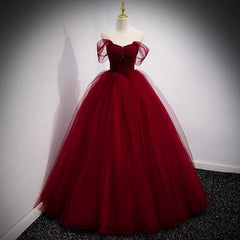 Party Dresses Cheap, Fairytale Tulle Burgundy Sweet 16th Dress Ball Gown for Prom,Princess Formal Dresses