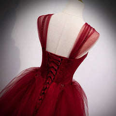 Party Dress Idea, Fairytale Tulle Burgundy Sweet 16th Dress Ball Gown for Prom,Princess Formal Dresses