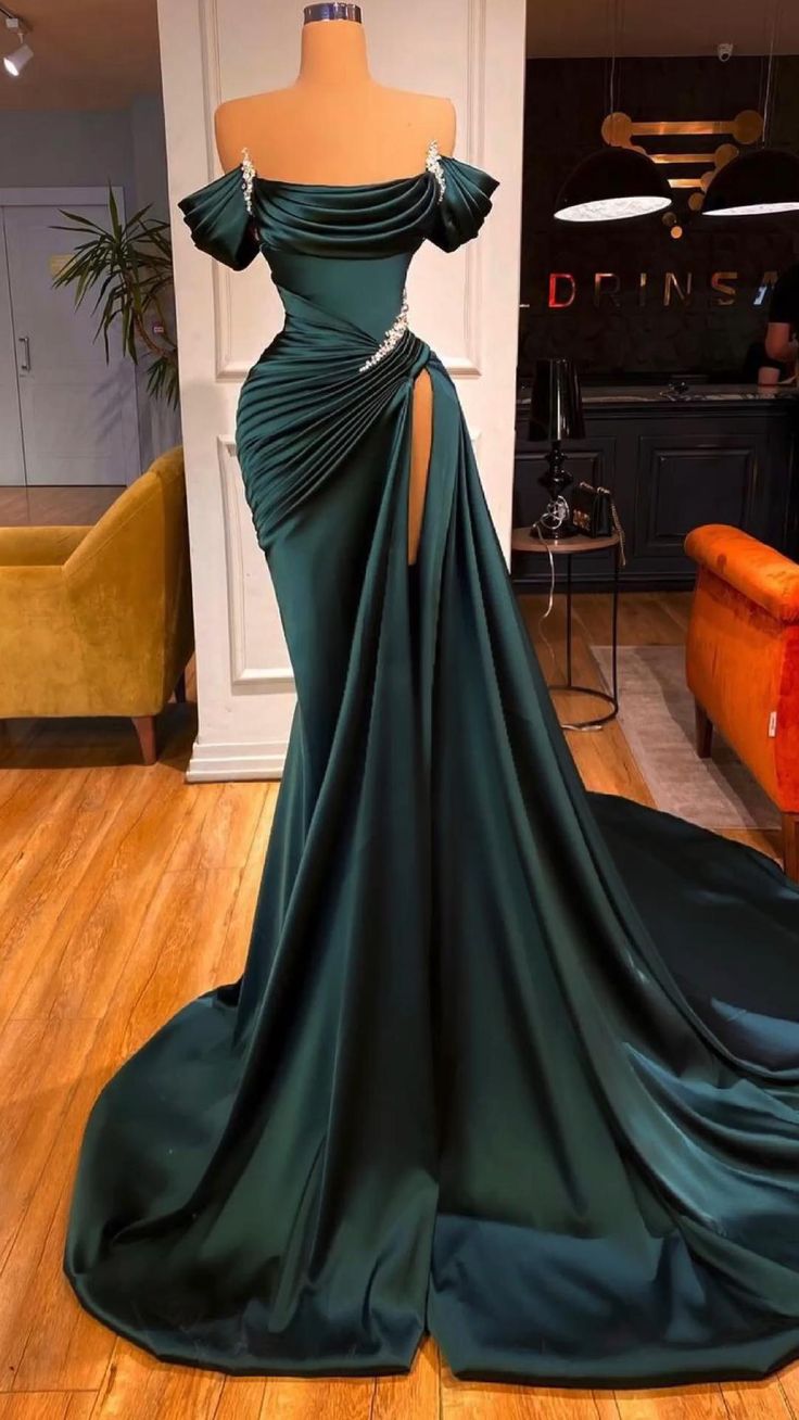 Party Dresses For Wedding, Fashion Green Evening Dress, Long Prom Dresses