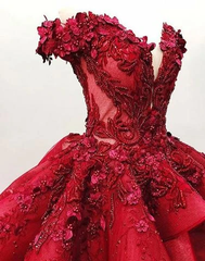 Party Dress Names, Ball Gown Off the Shoulder Prom Dress with Beading, Puffy Long Quinceanera Dress