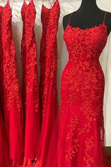 Bridesmaids Dresses Online, Red Lace Prom Dresses, Mermaid Long Prom Dresses, Evening Party Dresses, For Women