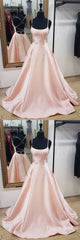 Prom Dress Black Girl, Simple Pink Satin Long Prom Dress, Pink Evening Dress