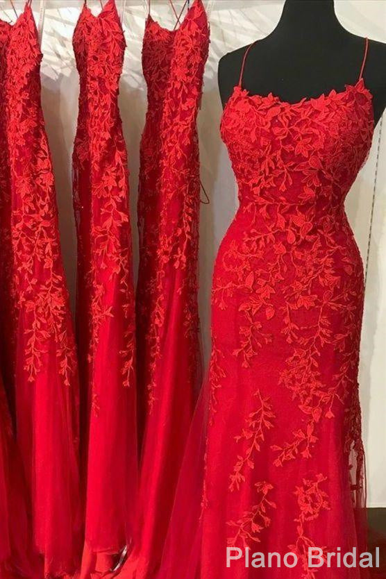 Bridesmaid Dress Design, Red Lace Prom Dresses, Mermaid Long Prom Dresses, Evening Party Dresses, For Women
