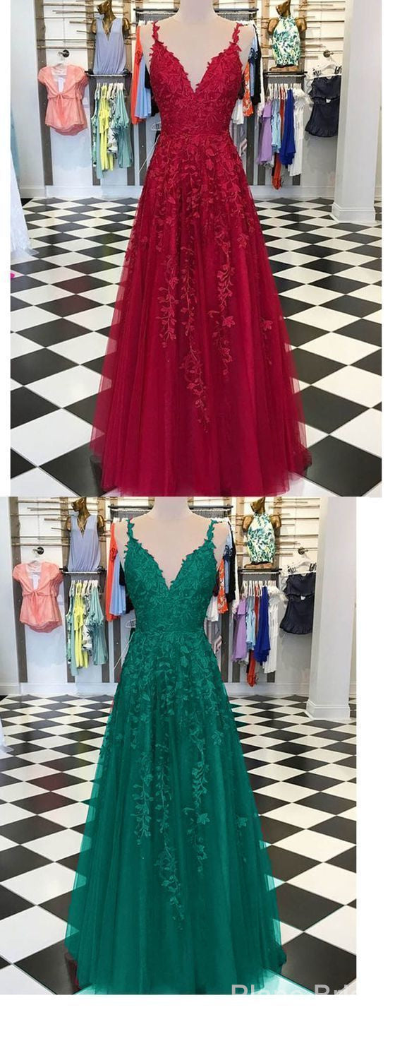 Prom Dress Corset Ball Gown, Burgundy Turquoise Green Fancy Girls Burgundy Lace Appliques Prom Dresses With Straps