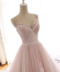Party Dress Styles, Glam Pink Tulle Sweetheart Straps Princess Formal Dress, Pink Party Dress