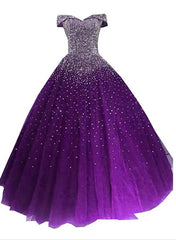 Party Dress Pattern Free, Glam Sequins Off the Shoulder Ball Gown Sweetheart Gowns, Quinceanera Dress