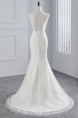 Wedding Dress Style 2024, Glamorous Long Mermaid Tulle Appliques Lace Wedding Dress