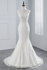 Wedding Dress Styles 2024, Glamorous Long Mermaid Tulle Appliques Lace Wedding Dress
