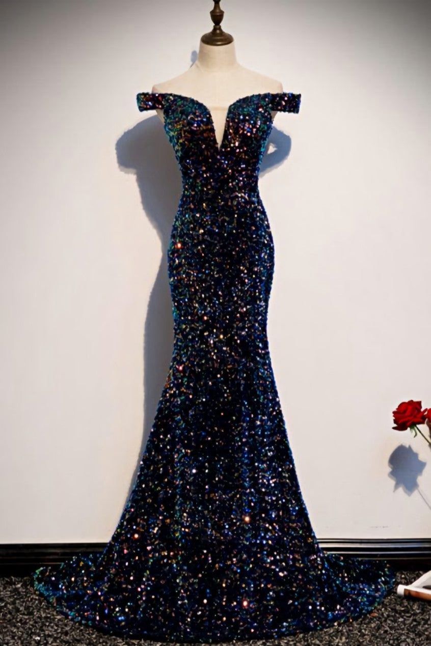Prom Dress Modest, Glitter sequins evening dress,Mermaid Long Prom Dress,Maxi Dresses