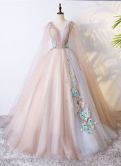 Formal Dress Shop, Gorgeous Ball Gown Tulle V-neckline Long Party Gown, New Prom Dress