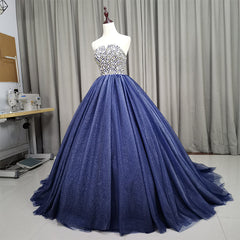 Formal Dress Idea, Gorgeous Blue Ball Gown Sweet 16 Party Dress, Blue Handmade Formal Gown
