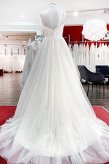 Wedding Dresses Mermaid, Gorgeous Long A-line Sweetheart Spaghetti Straps Tulle Lace Wedding Dresses