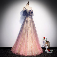 Prom Dress Princesses, Gradient Pink Sweetheart Floor Length Party Dresses, A-line Gradient Long Prom Dresses