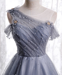 Evening Dresses 1931S, Gray Aline Long Prom Dress, One Shoulder Gray Formal Party Dresses