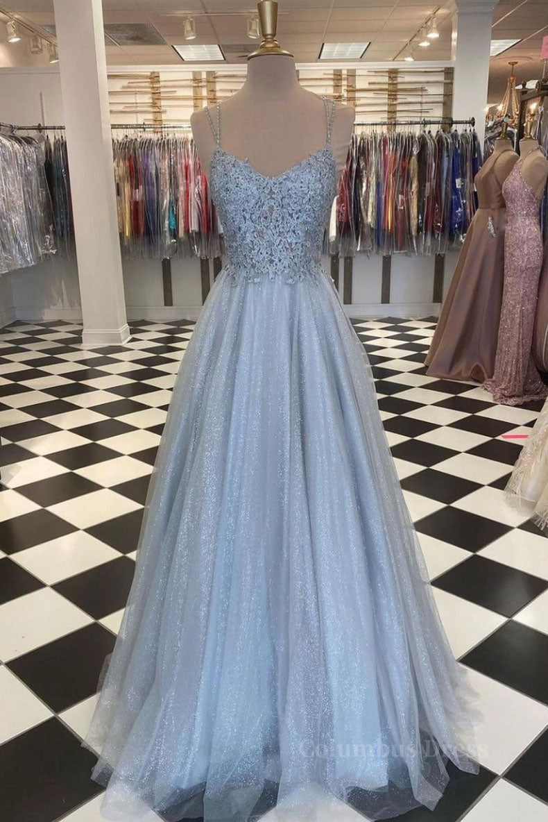 Prom Dresses Style, Gray tulle lace long prom dress gray tulle formal dress