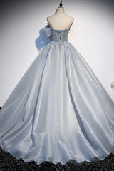 Homecoming Dresses Fashion Outfits, Gray Tulle Long A-Line Prom Dress, Gray Strapless Formal Evening Gown