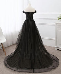 Homecoming Dress Black Girl, Black Tulle Long Prom Dress, Black Evening Gdress