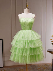 Homecoming Dress Under 60, Green A-Line Tulle Short Prom Dress, Green Homecoming Dress