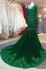 Bridesmaid Dresses Online, Green Beaded Lace Bride Mother's Evening Gown Long Sleeve