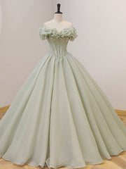 Bridesmaid Dresses Color, Green Long Prom Dress, Green Tulle Formal Sweet 16 Dress with Beading