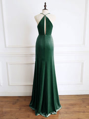Prom Dresses Tight, Green Mermaid Velvet Long Prom Dress, Green Formal Evening Dresses