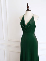 Prom Dress Tight, Green Mermaid Velvet Long Prom Dress, Green Formal Evening Dresses