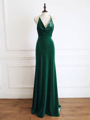 Prom Dress For Sale, Green Mermaid Velvet Long Prom Dress, Green Formal Evening Dresses