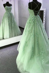 Bridesmaid Dress 2050, Green Prom Dresses Long A line Tulle Formal Evening Dress