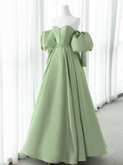 Prom Dresses 2034 Fashion Outfit, Green Sweetheart Neck Satin Long Prom Dress, Green Formal Evening Dresses