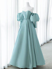 Prom Dresse 2034, Green Sweetheart Neck Satin Long Prom Dress, Green Formal Evening Dresses