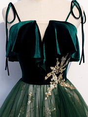 Elegant Dress For Women, Green Tulle Lace Long Prom Dress, Green Tulle Formal Dress