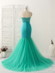 Formal Dresses Gowns, Green Tulle Mermaid Long Prom Dress Green Evening Dress