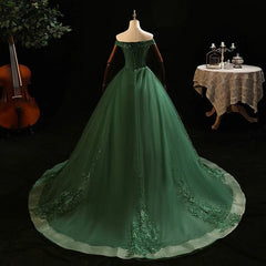 Homecoming Dresses 21 Year Old, Green Tulle with Lace Applique Long Prom Dress, Green Sweet 16 Dresses