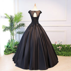 Silk Prom Dress, High Quality Black Satin Long Party Dress, Black Evening Gown