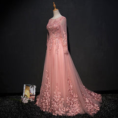 Formal Dress Summer, High Quality Tulle Party Dress with Lace Applique, Long Prom Gown