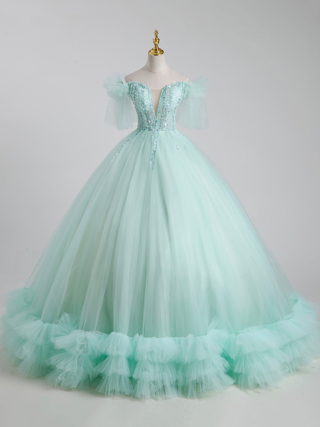 Bridesmaids Dresses Different Styles, Beautiful Tulle Sequins Long Ball Gown, A-Line Tulle Sweet 16 Dress