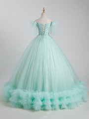 Bridesmaid Dress Inspo, Beautiful Tulle Sequins Long Ball Gown, A-Line Tulle Sweet 16 Dress