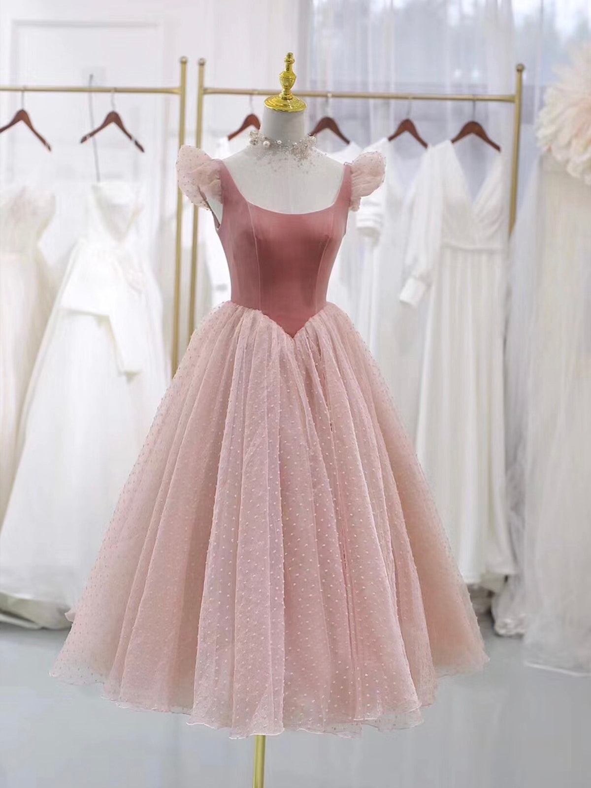 Bridesmaid Dress Peach, Pink Velvet Tulle Short Prom Dress, Lovely A-Line Homecoming Party Dress