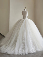 White Dress, Light Champagne Ball Gown Tulle Sweetheart Long Prom Dress, Beautiful Formal Dress Sweet 16 Dress