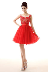 Party Dresses Miami, Lace Cute Red Short Homecoming Dresses