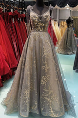 Bridesmaid Dresses Orange, Lace V Neck A-line Long Customize Floor Length Formal Dress, Prom Dress Party Dress
